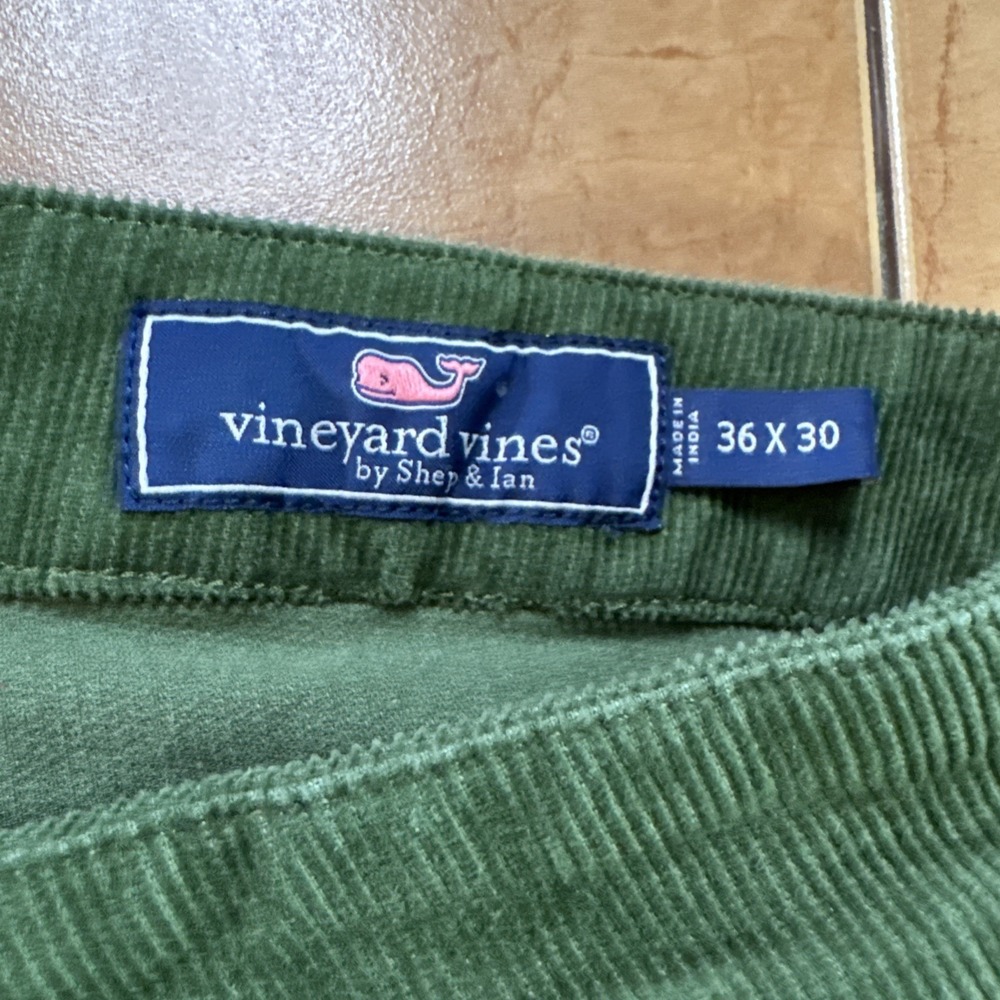 Vineyard Vines Green Corduroy Pants Mens Sz 36 x 30 Five Pocket Straight Preppy - Picture 3 of 9